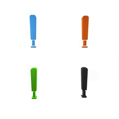 Colorful Baseball bat icon isolated on white background. Sport equipment. Minimalism concept. 3D render illustration
