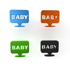 Colorful Baby icon isolated on white background. Minimalism concept. 3D render illustration