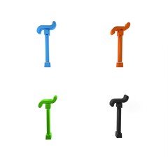Colorful Walking stick cane icon isolated on white background. Minimalism concept. 3D render illustration
