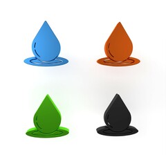 Fototapeta premium Colorful Water drop icon isolated on white background. Minimalism concept. 3D render illustration