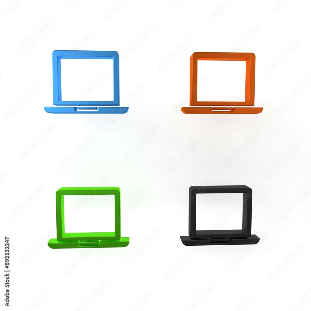 Aufkleber colorful laptop icon isolated on white background. computer notebook with empty screen sign. minimal