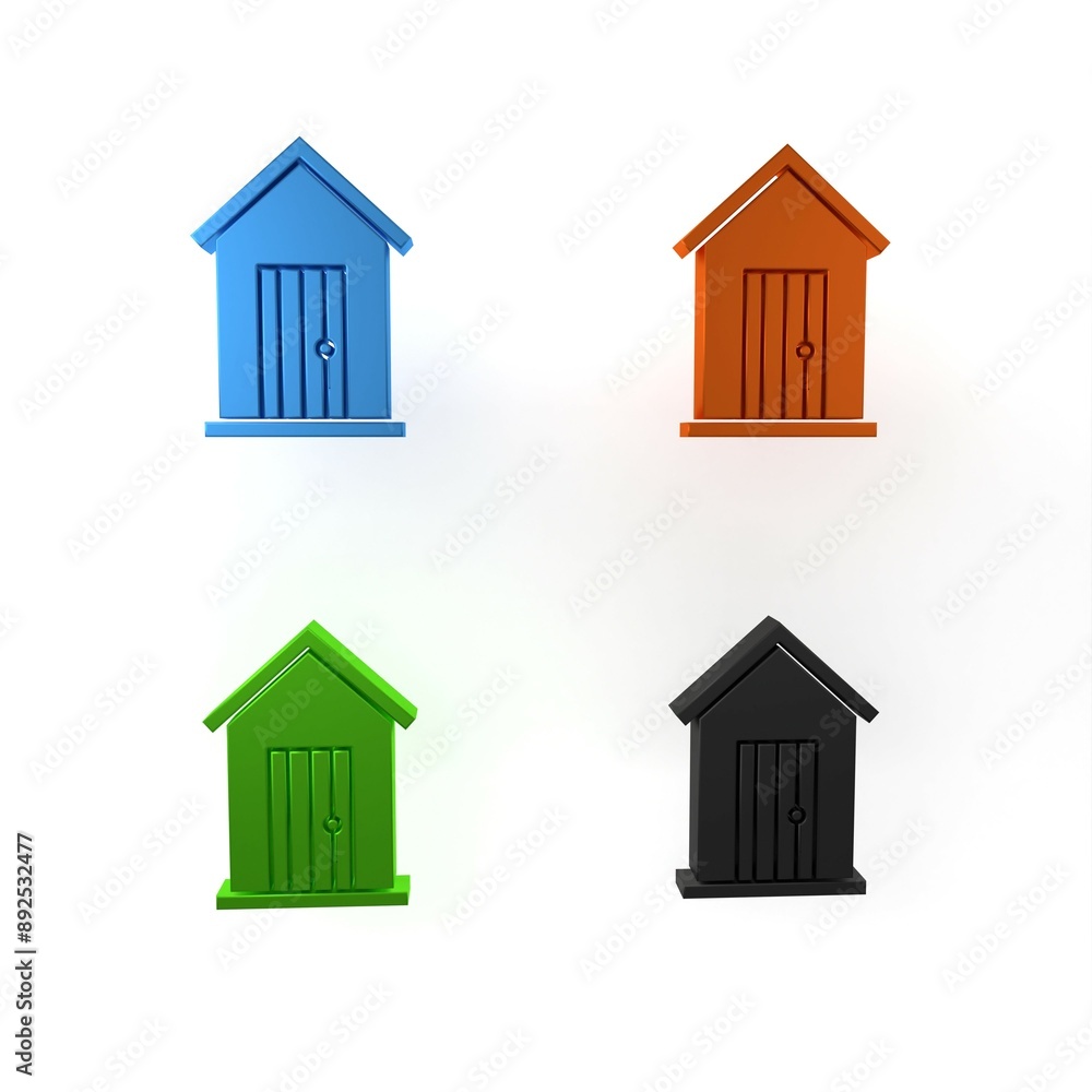 Wall mural colorful farm house icon isolated on white background. minimalism concept. 3d render illustration