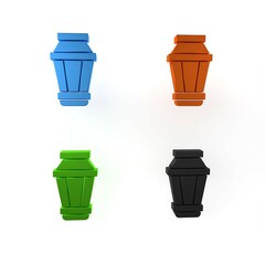 Colorful Garden light lamp icon isolated on white background. Solar powered lamp. Lantern. Street lamp. Minimalism concept. 3D render illustration