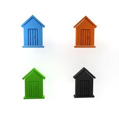 Colorful Farm house icon isolated on white background. Minimalism concept. 3D render illustration