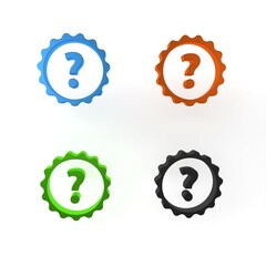 Colorful Question mark icon isolated on white background. FAQ sign. Copy files, chat speech bubble and chart. Minimalism concept. 3D render illustration