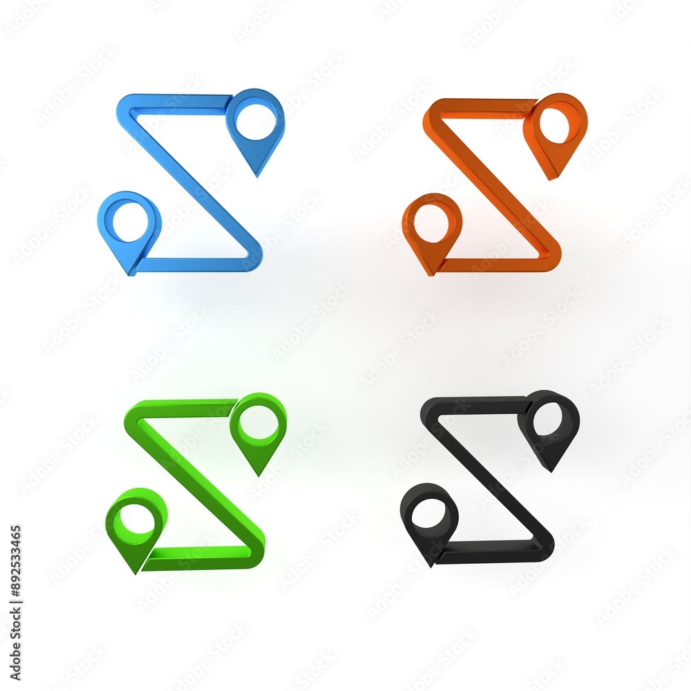Poster colorful route location icon isolated on white background. map pointer sign. concept of path or road