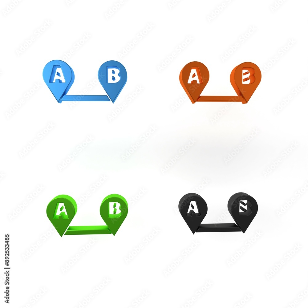 Poster colorful route location icon isolated on white background. map pointer sign. concept of path or road