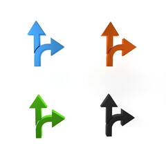 Colorful Road traffic sign. Signpost icon isolated on white background. Pointer symbol. Isolated street information sign. Direction sign. Minimalism concept. 3D render illustration