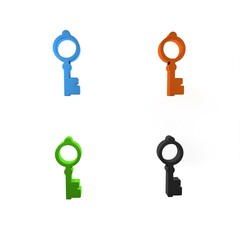 Colorful Old key icon isolated on white background. Minimalism concept. 3D render illustration