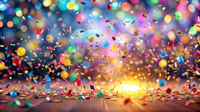 Celebration and colorful confetti party. Blur abstract background