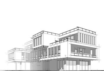 Fototapeta premium sketch of building 3d rendering