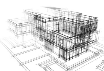 sketch of building 3d rendering