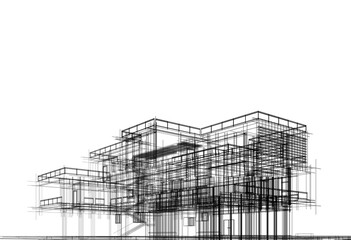 Fototapeta premium sketch of building 3d rendering
