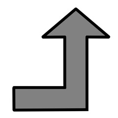 90度に曲がる矢印2（グレー）（線画あり）