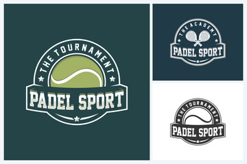Padel logo sport design template, padel sport emblem vector, padel game tournament logo badge design vector illustration