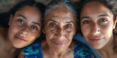 Fototapeta premium A group of women posing next to each other, possibly friends or colleagues, in a casual atmosphere