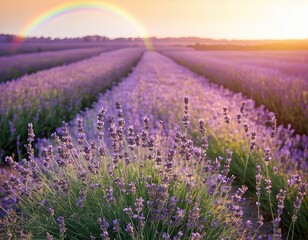 Fototapeta premium Purple Lavender Fields at Sunset