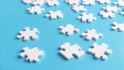 Puzzle Pieces on Blue Background