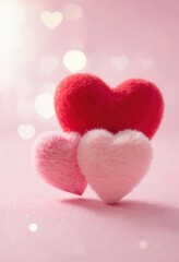 Obraz premium Red and Pink Heart Decorations on Pink Background