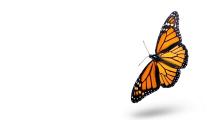 monarch butterfly - Danaus plexippus - or milkweed, common tiger, wanderer, and black veined brown, one of the most popular butterflies.  Milkweed is their host plant.  isolated on white, top view