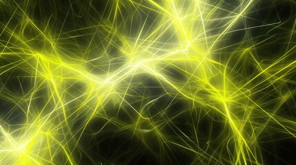 Plexus of neon yellow and soft grey lines, forming an electrifying pattern on a dark background, perfect for dynamic text