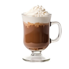 Isolated Irish Coffee Cup with Whipped Cream on Top and Transparency.