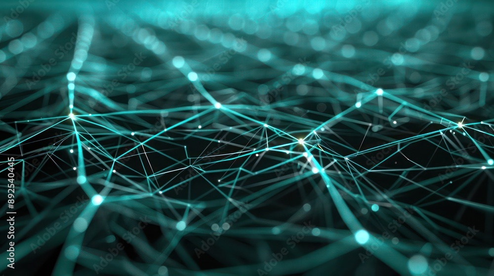 Aufkleber radiant network of teal and silver lines, creating a sleek and futuristic backdrop for text on a dar