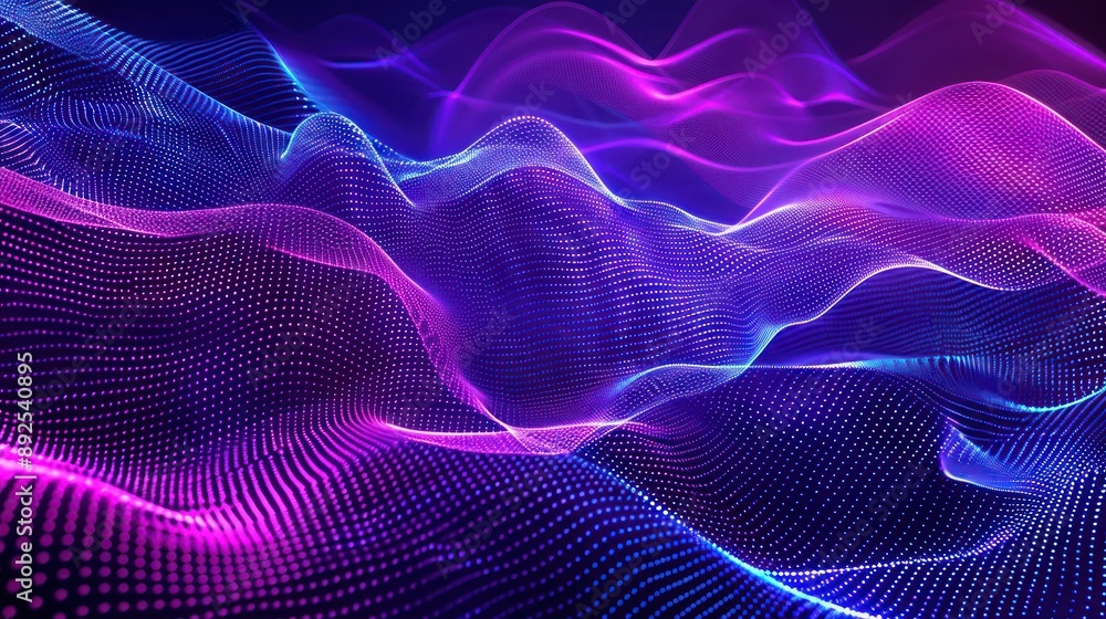 Poster radiant violet and indigo plexus mesh, top-centered text area for headlines
