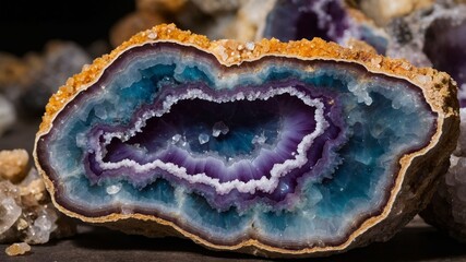 Fototapeta premium Close-Up of a Polished Geode Cross-Section