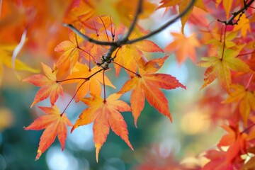 Close-up of colorful fall foliage with a blurred background, capturing the essence of autumn
