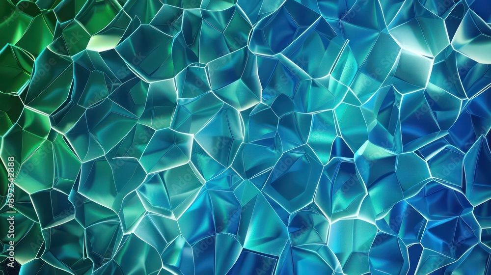Poster seamless plexus pattern with electric blue and green, text space designed on the lower left