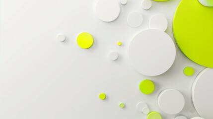 Minimalistic background with white and neon lime color circles.