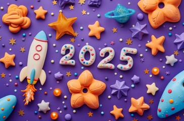Colorful Playdough Space-Themed New Year 2025 Celebration