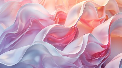 Abstract wavy background with pastel colors, flowing fabric textures.