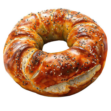 recommend clip art: watercolor plain baked pretzel pastry bun with sesame seed for bread bakery illustration