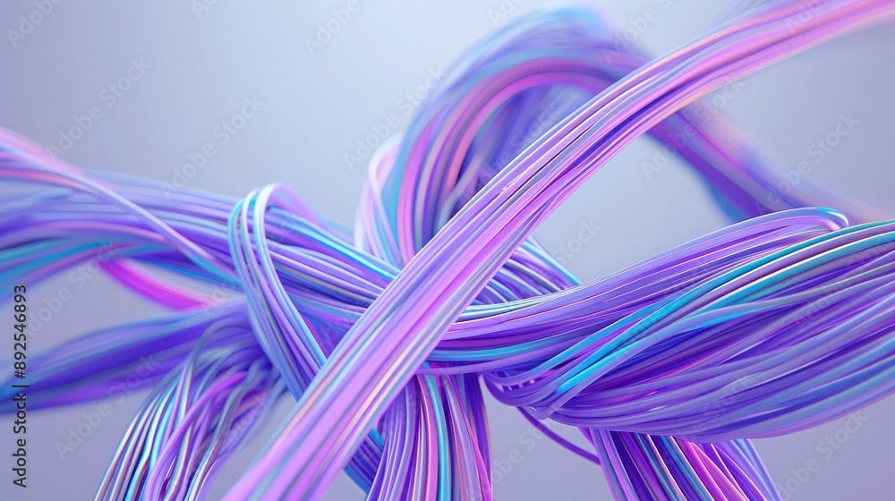 Poster soft purple and cyan network lines intertwining, set against a subtle space grey background