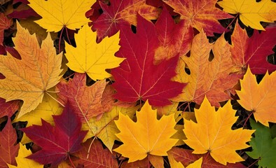 Vibrant Colorful Autumn Maple Leaves