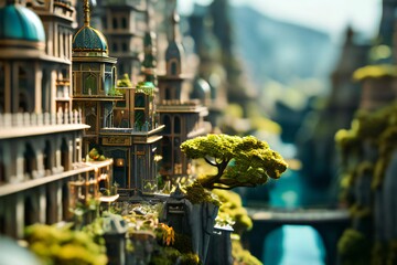 2100, future, city, nature, underwater city, city sinking, miniature, glass, building, house, future house, 