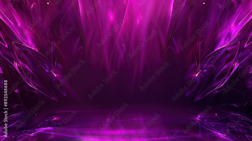 Poster vibrant purple plexus background with neon highlights, designed with text space at the bottom