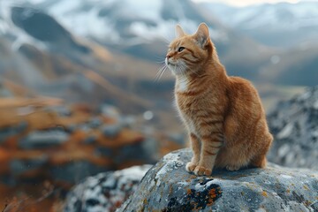 Obraz premium A rock with an orange cat sitting on it.