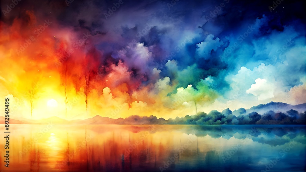 Aufkleber watercolor painting: gradual color transition generative ai algorithmically generated