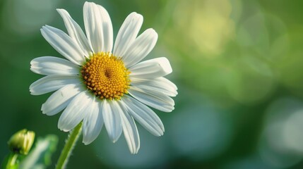 Obraz premium A close-up of a daisy, with its white petals and yellow center.