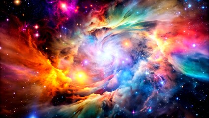 Fototapeta premium The Cosmic Dance of Nebulae and Stars: A Symphony of Color and Light Generative AI AI-assisted