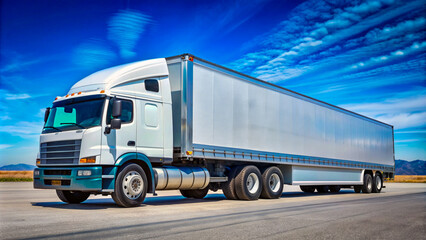 White Semi Truck on Open Road.