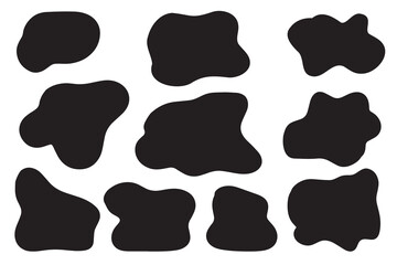 Set of black spots of organic liquid. Abstract spots. Flat design, vector. Vector illustration. Vector 
