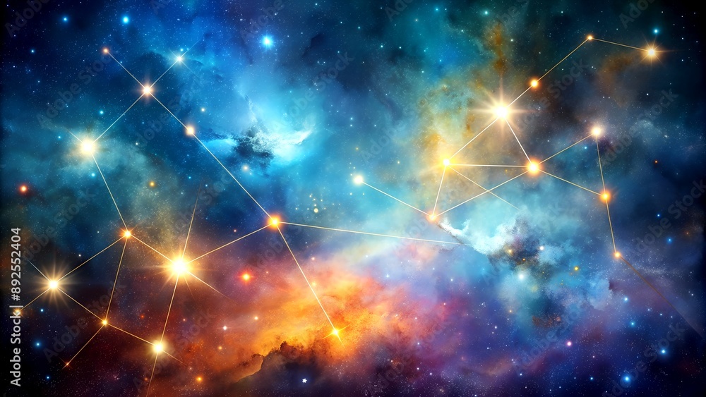 Poster the dance of the stars: abstract painting of a constellation generative ai computer-generated