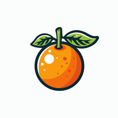 Simple Orange Fruit Logo Cartoon Style Vector on White background