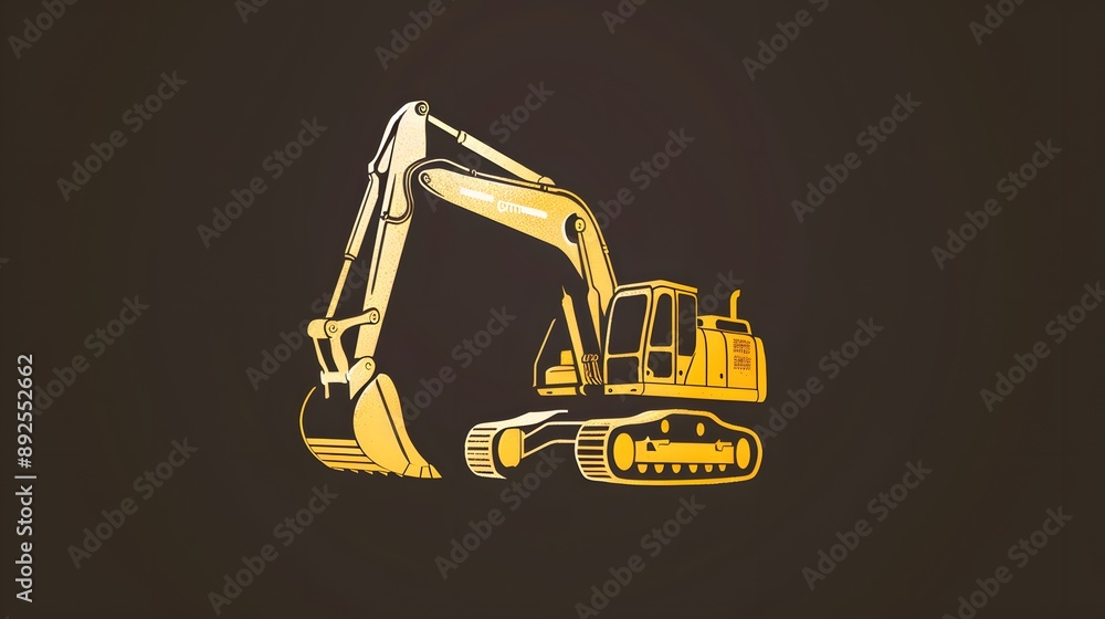 Wall mural excavator repair logo design template.