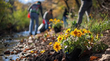 Community clean-up event, highlighting grassroots efforts to combat pollution and climate change