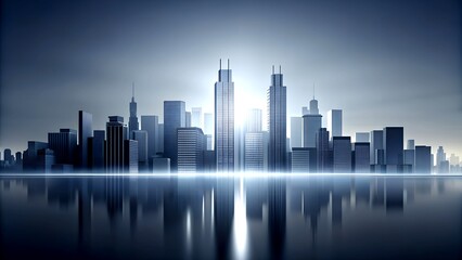 Fototapeta premium The Cityscape in Twilight: A Monochromatic Impression of Urban Geometry Generative AI Art